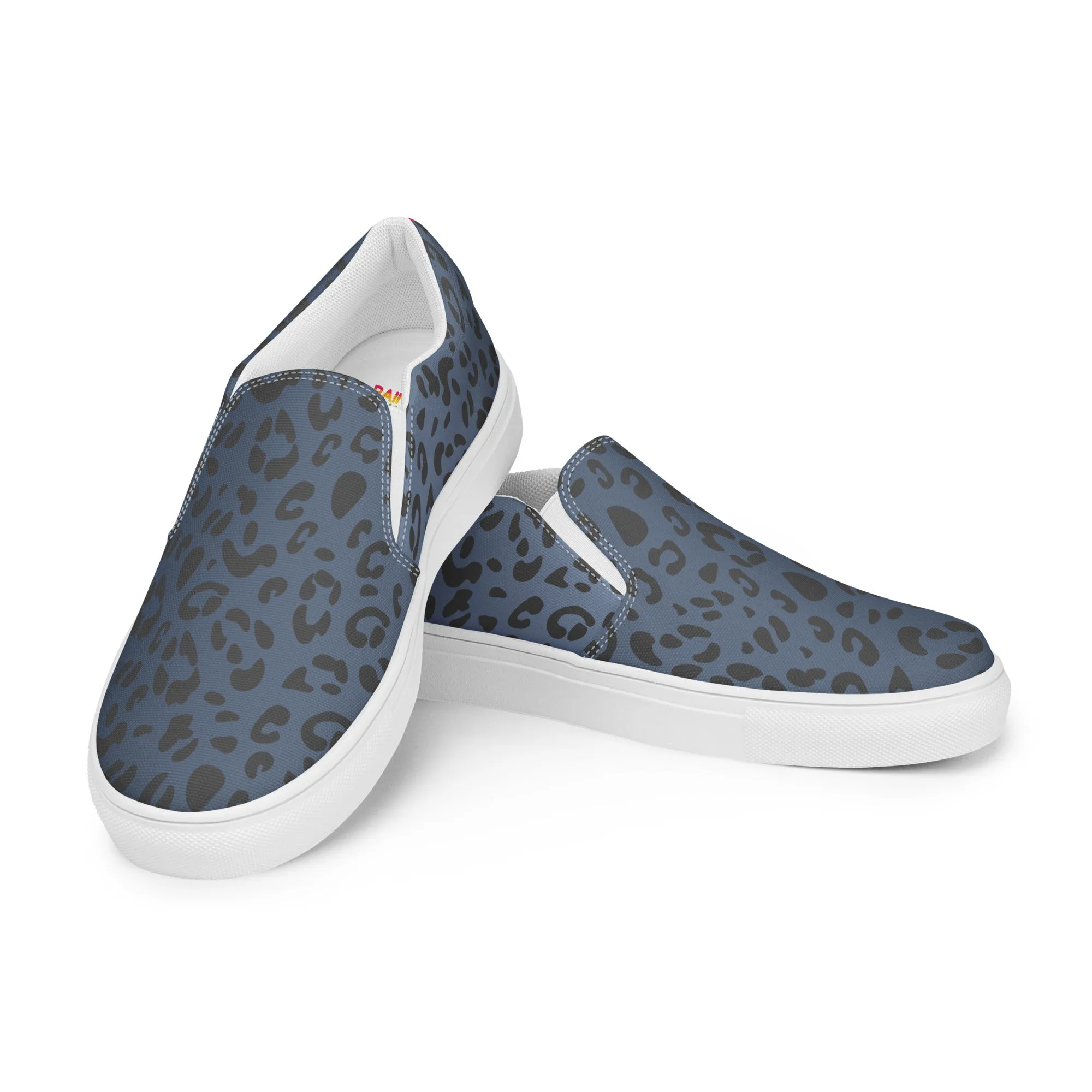 Rainbow Blue Leopard Print Slip-on Canvas Shoes (male sizes)