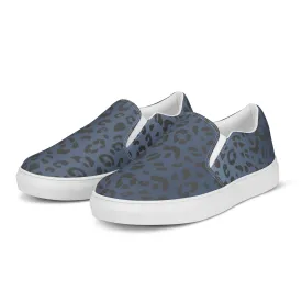 Rainbow Blue Leopard Print Slip-on Canvas Shoes (male sizes)