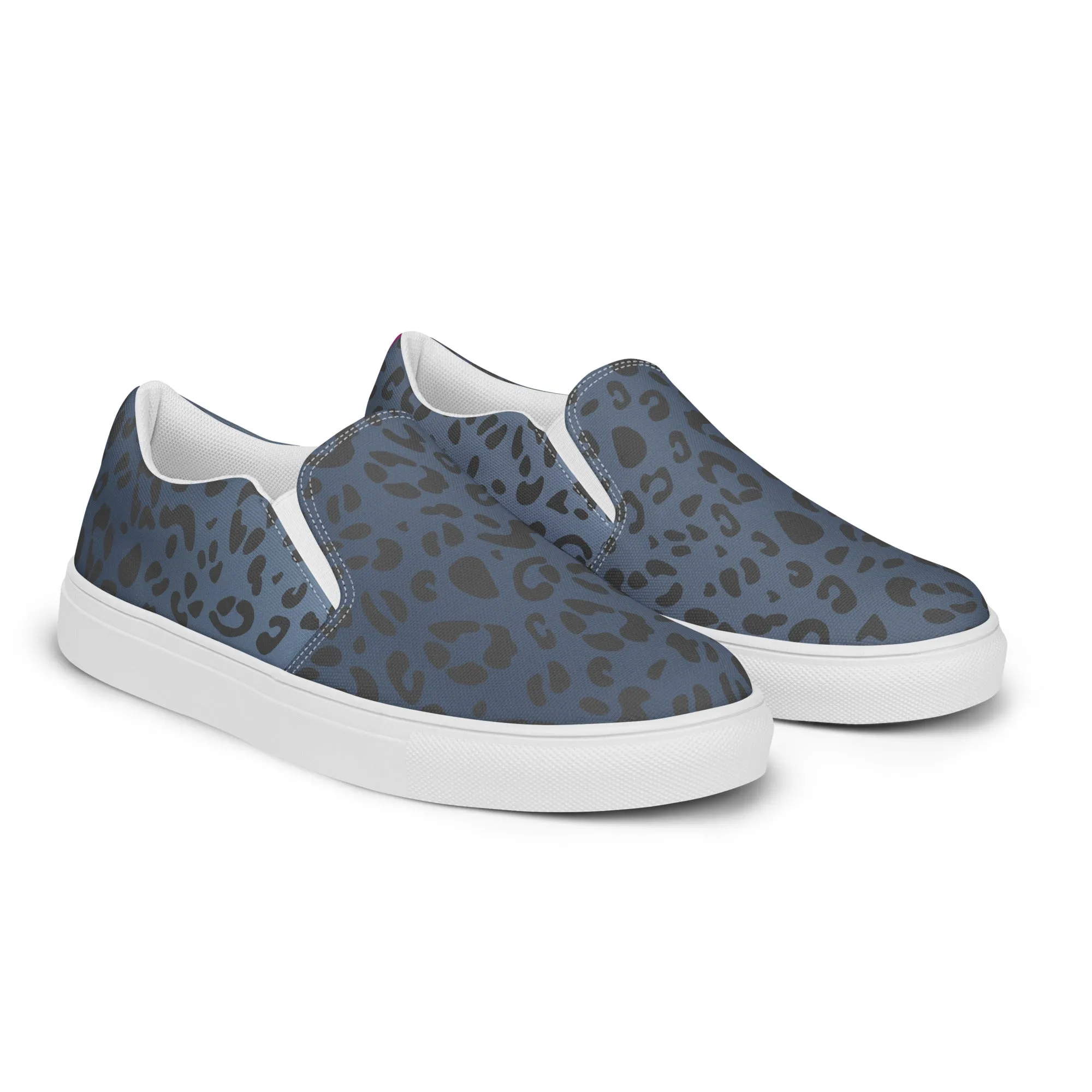 Rainbow Blue Leopard Print Slip-on Canvas Shoes (male sizes)