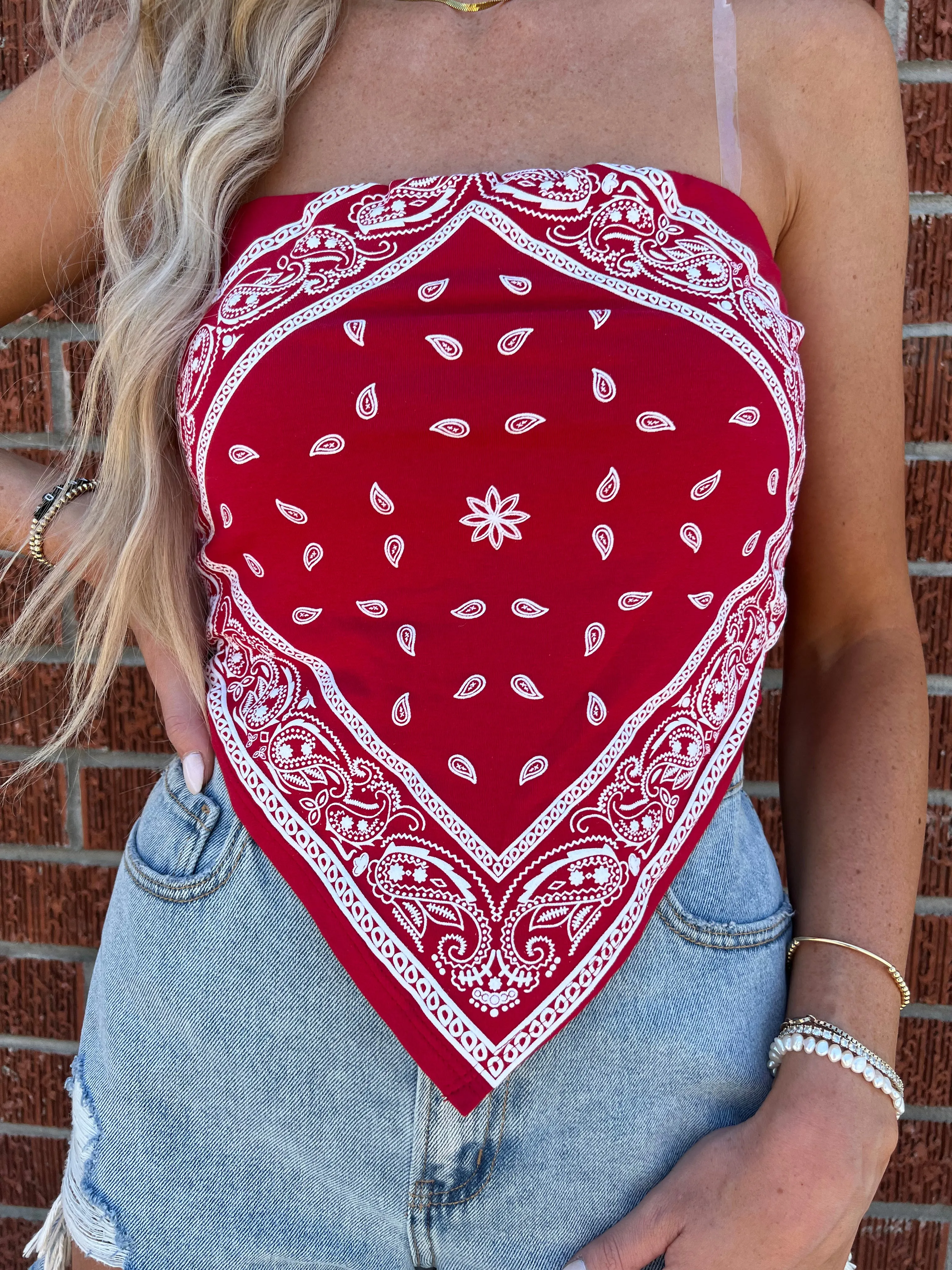 She's a Keeper Bandana Top with Clear Straps