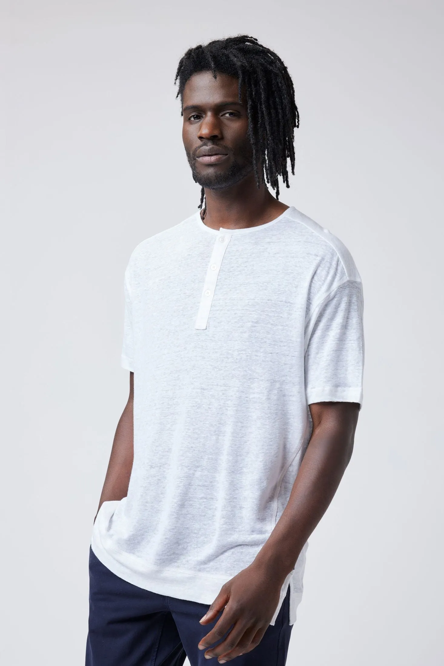 Short Sleeve Henley | Linen