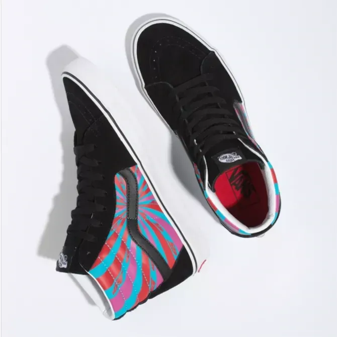 Vans Unisex Retro Mart SK8 Hi Shoes - Black / Blue / Red / Pink